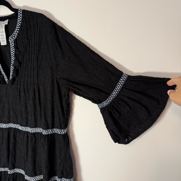 Tommy Bahama Black Tunic Dress with White Embroidery and Tassels Size XL - Picture 4 of 6